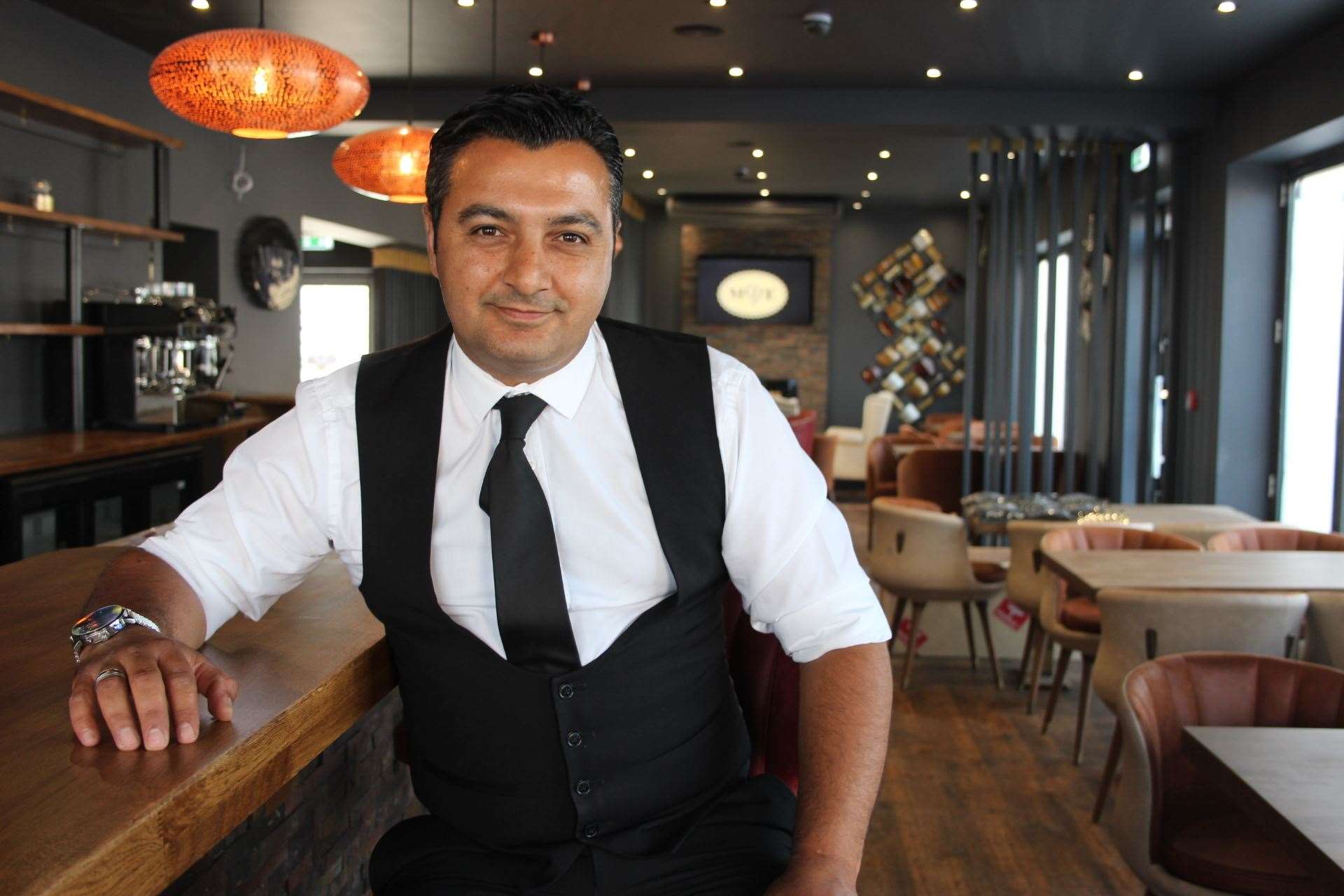 Mehmet Suzgun at the new bar of Mem's Meze, Halfway, Sheppey. Picture: John Nurden