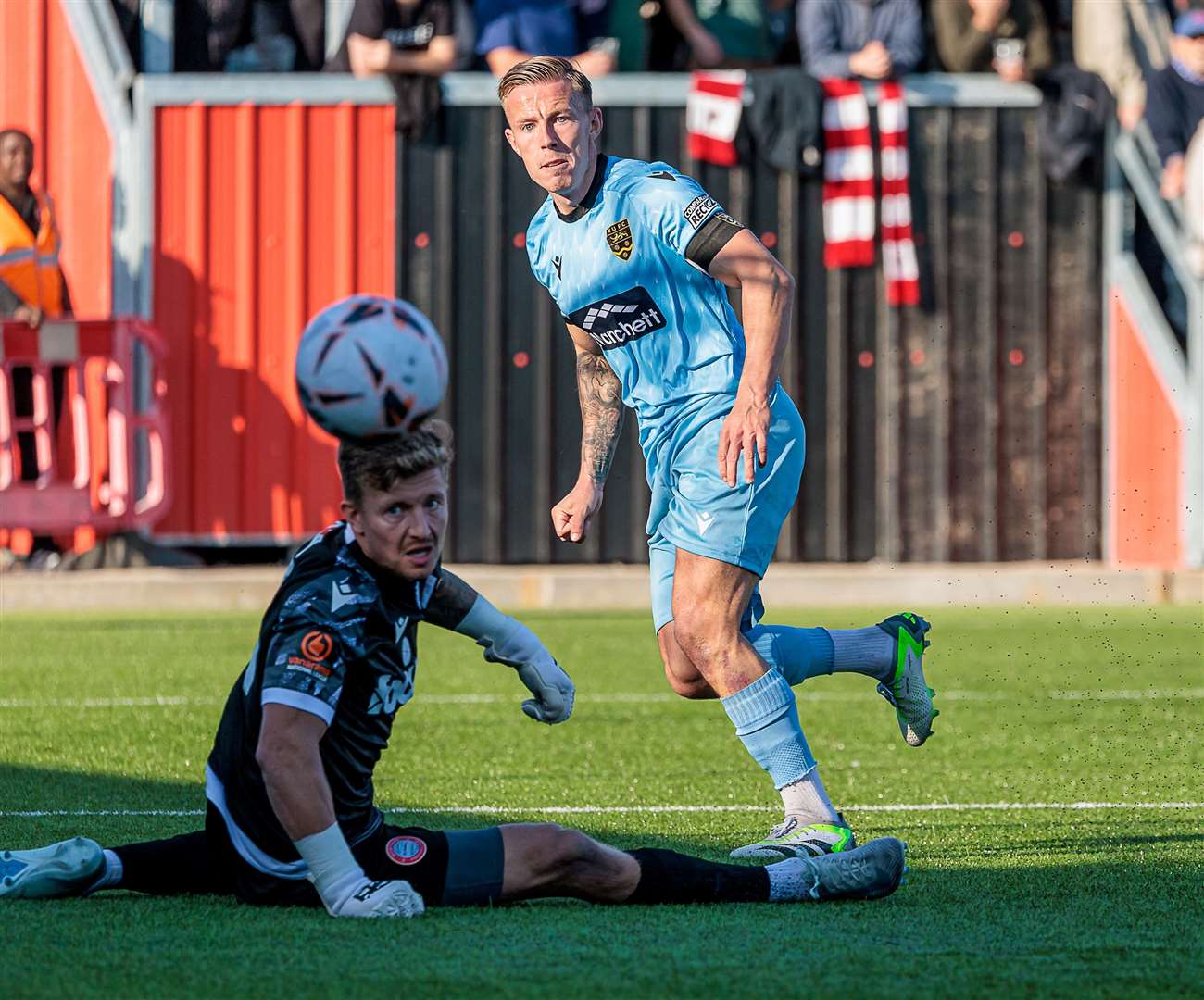 Sam Corne scores Maidstone's second at Worthing. Picture: Helen Cooper