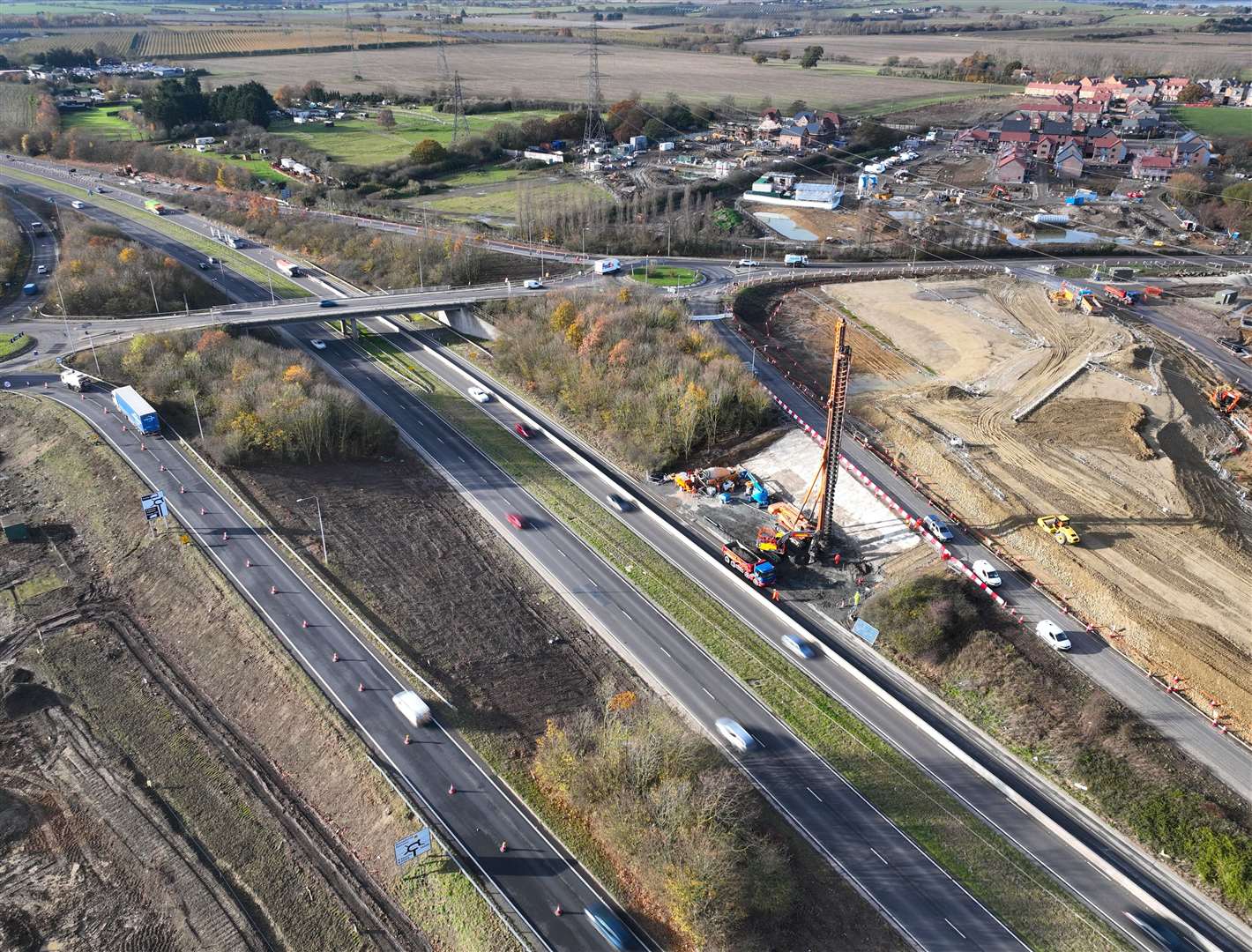 Work underway on the Grovehurst junction near Sittingbourne in November 2023. Picture: Phil Drew