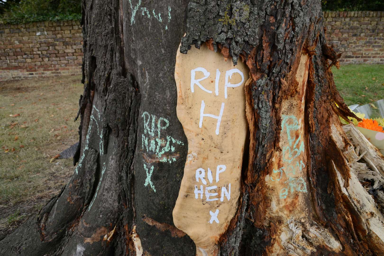 Tributes left at the scene to Henry Fulcher. Picture: Gary Browne