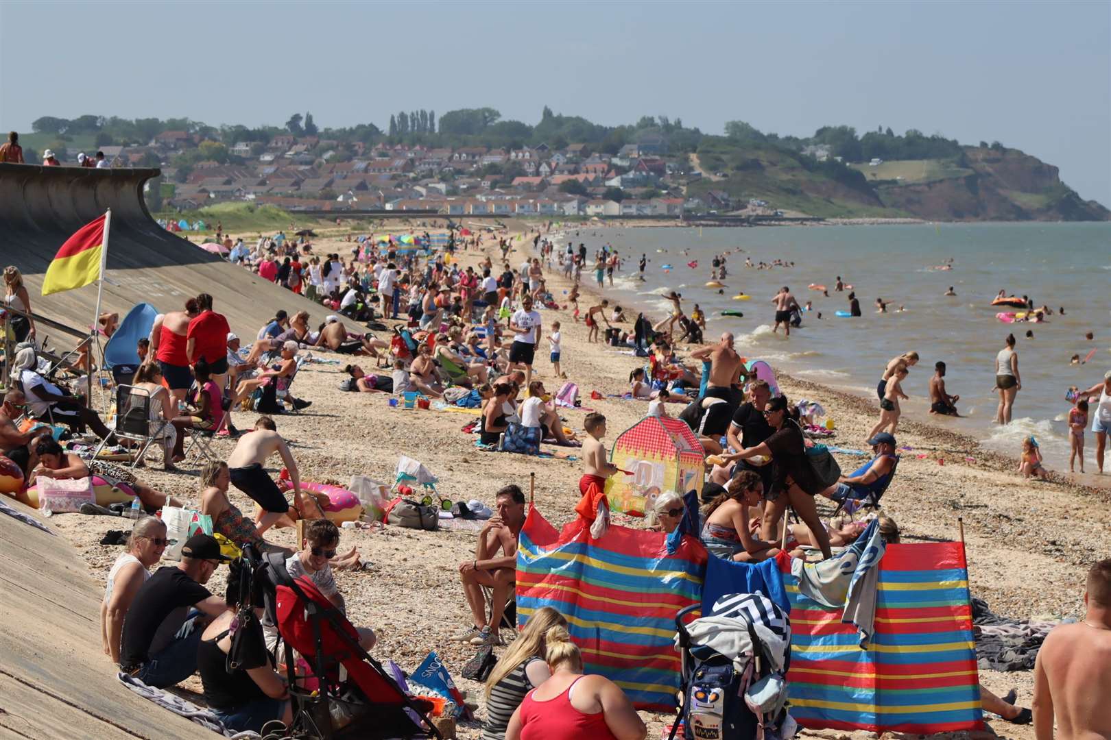 The busy beach at Leysdown during the summer