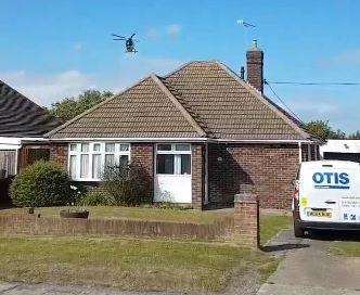 The air ambulance taking off yesterday. Picture: Daniel Knapp