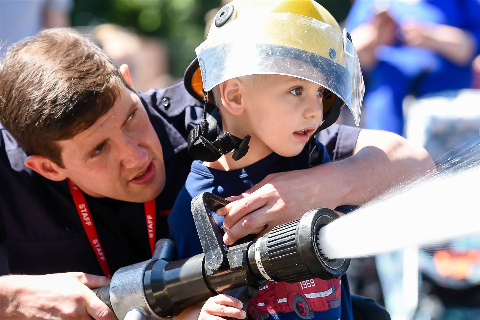 Oakley Crittenden, three, from Chatham sprays the hose. Pictures: Alan Langley (12823395)