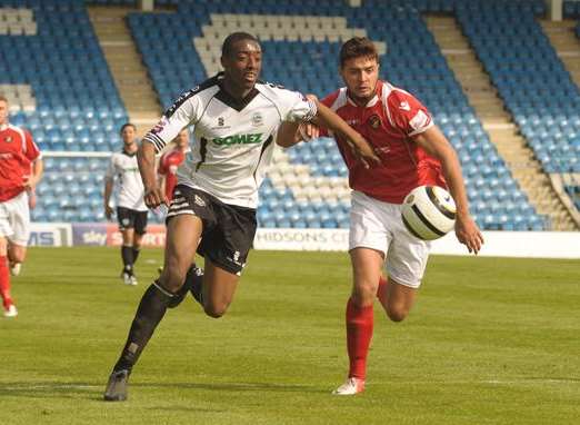 Michael Thalassitis in action during the Kent Senior Cup final Picture: Steve Crispe