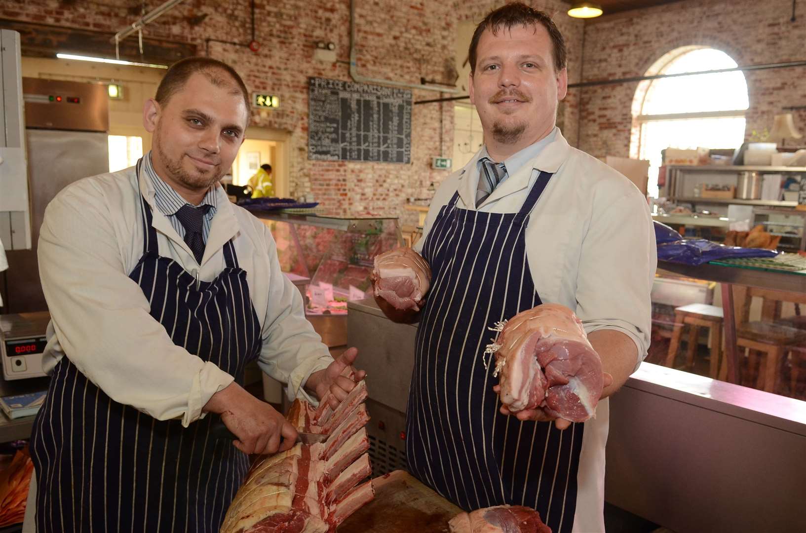 Carl Worgan and colleague Laszlo Molmar ar The Goods Shed in 2014