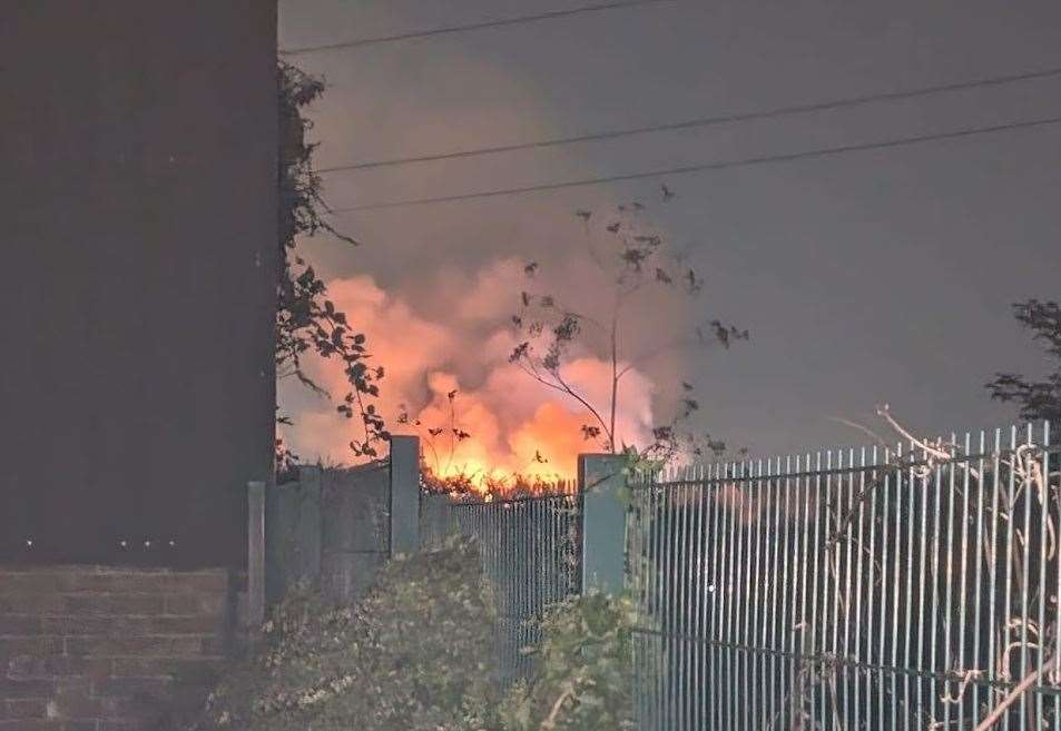 Firefighters have been tackling a hay bale fire near Foxhounds Lane in Gravesend overnight. Picture: Sarah Goldthorpe