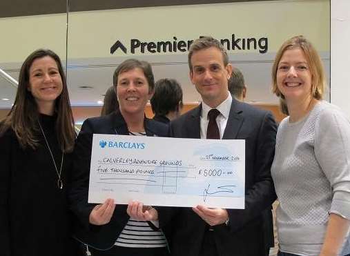 Rachel Daly (Organiser of the Black Tie Event) Suzann Giles (Branch Manager) Simon Hird (Barclays Premier Manager) Rhiannon Harfoot (Trustee of Friends of Calverley Grounds)