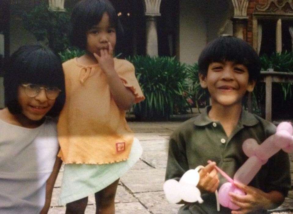 Dominic has two sisters. Left to right: Cecilia, Florence and Dominic