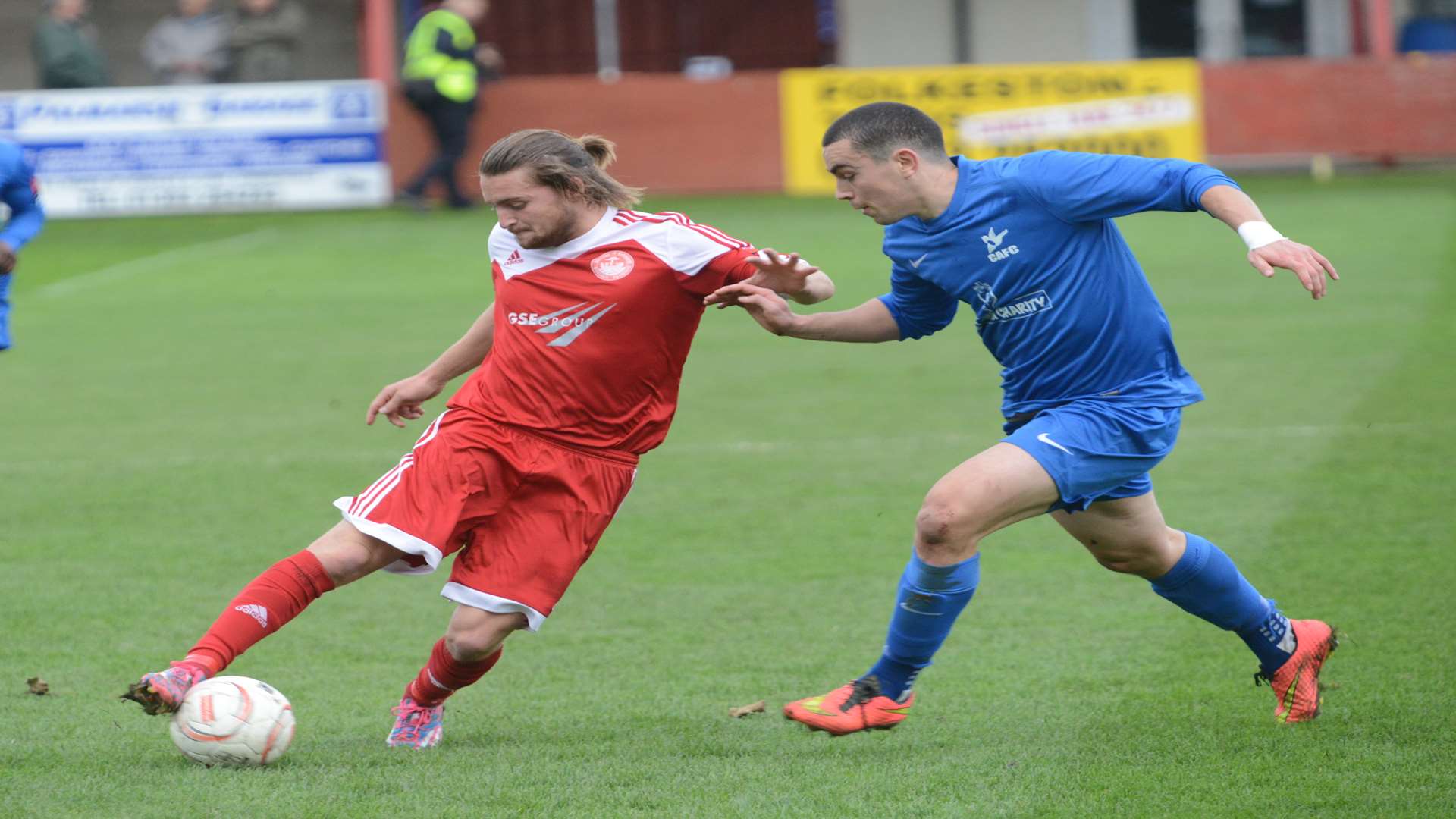 Alfie May on the ball for Hythe Town against Carshalton Athletic Picture: Gary Browne