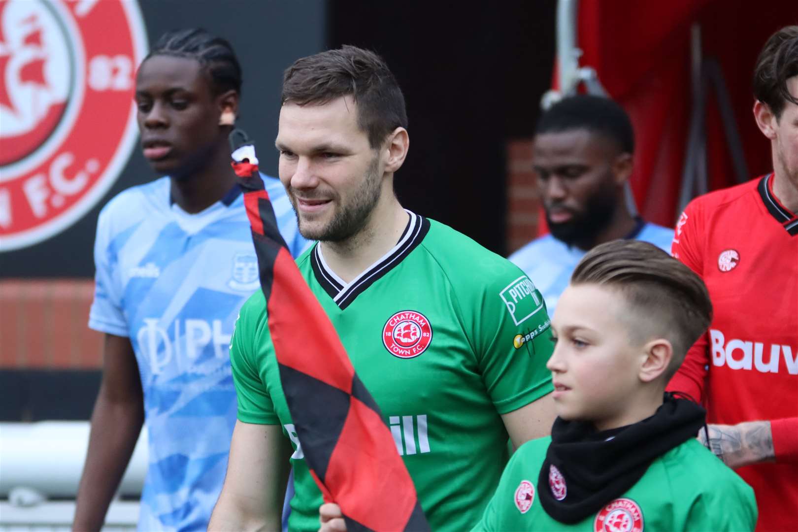 Chatham's new signing Slav Huk was in goal against Cheshunt Picture: Max English (@max_ePhotos)