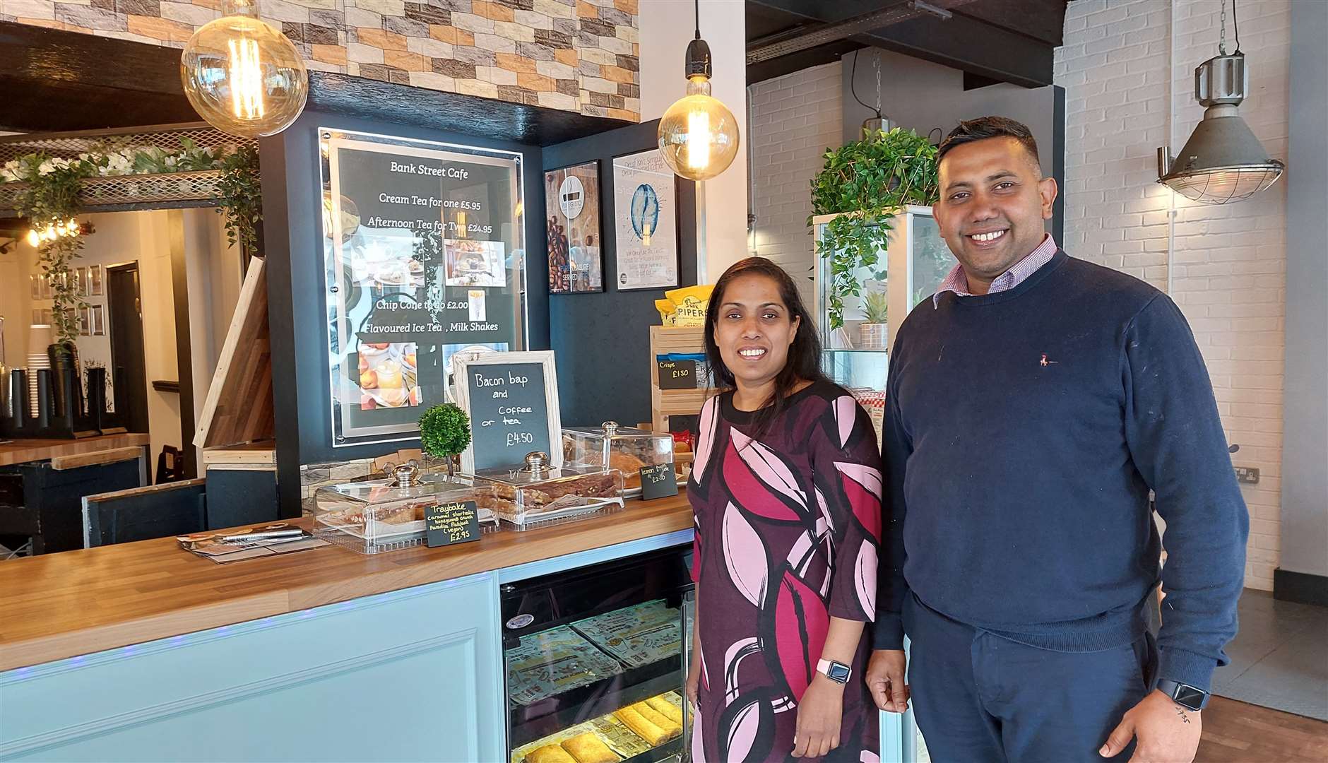 Owners Gloriya and Jeevan Coultan pictured when they took over Bank Street Cafe in Ashford