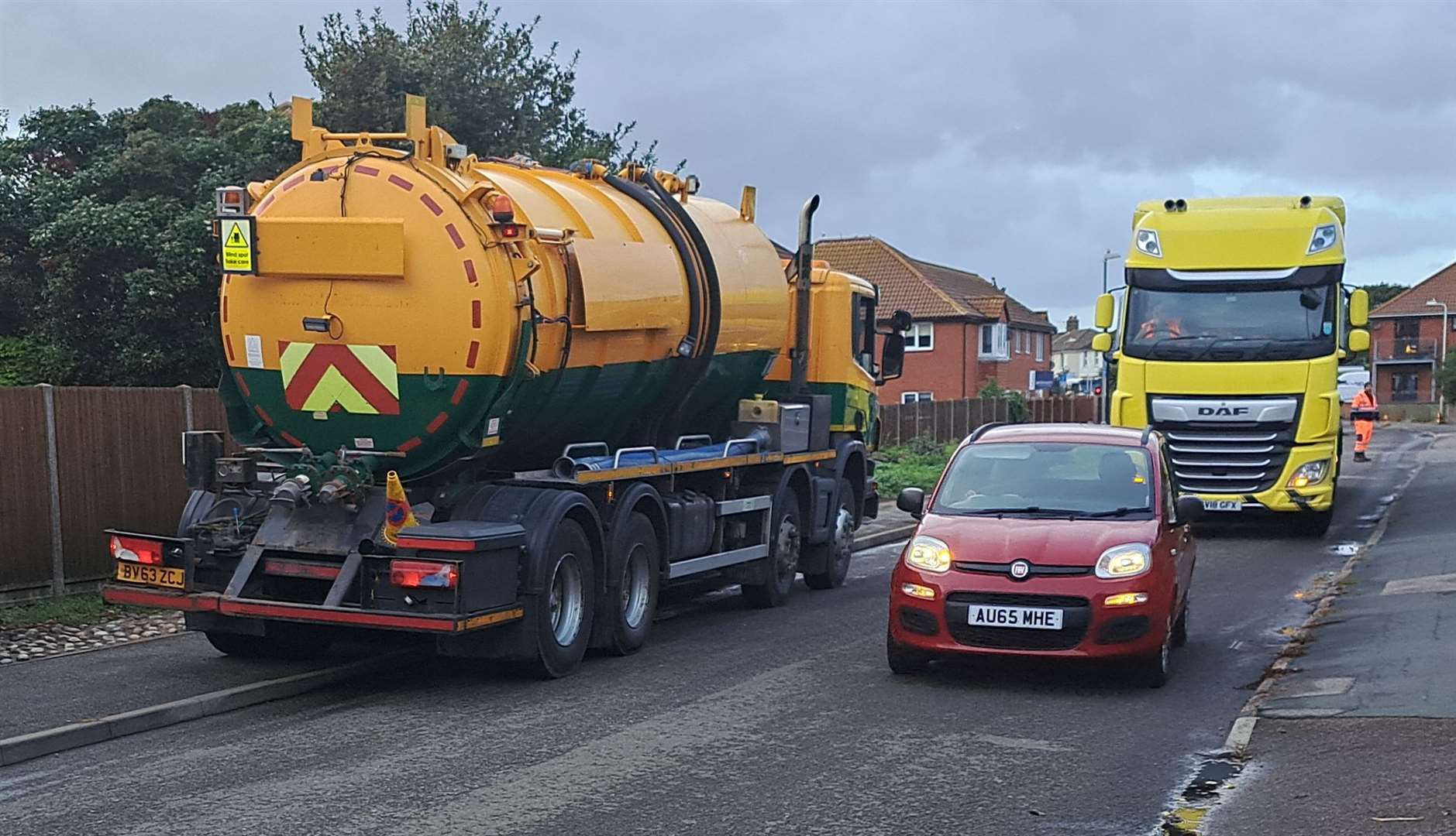 Golf Road was under strain from traffic with the mass of lorries there during the repair works