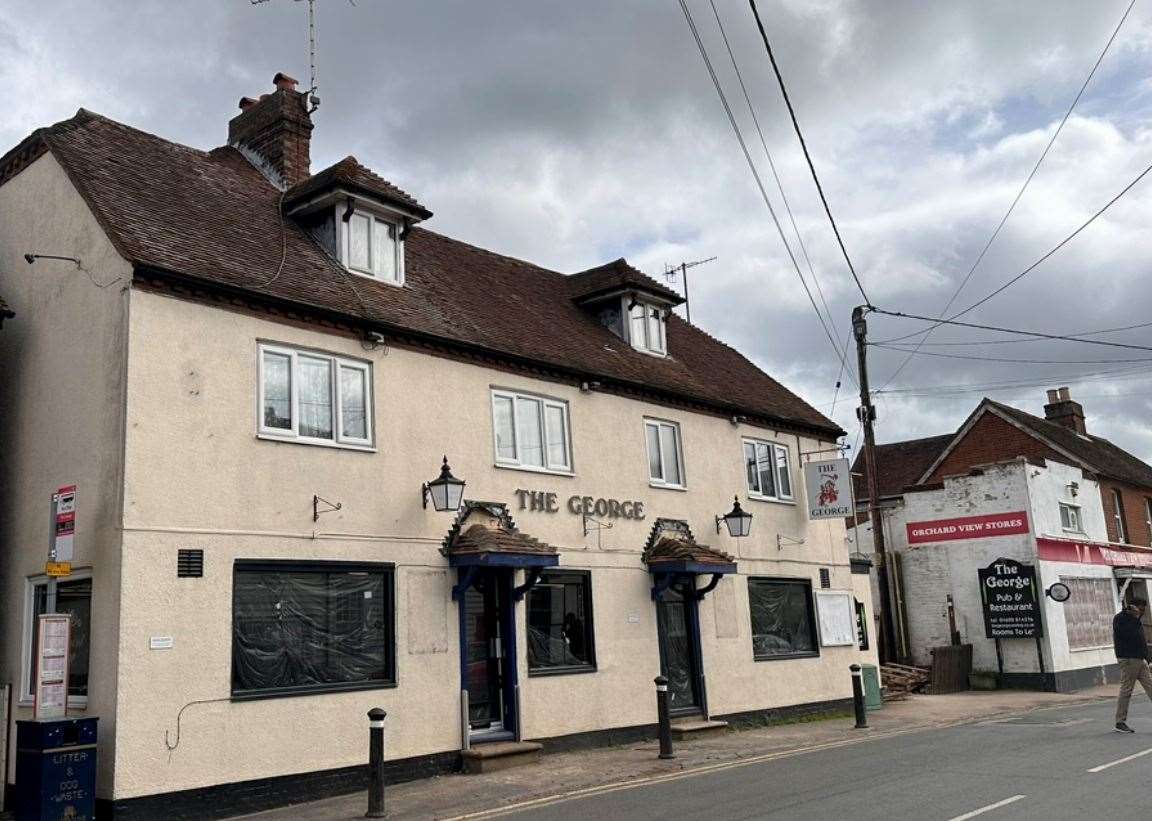 The former George pub is next to Orchard View Stores on Benover Road, Yalding