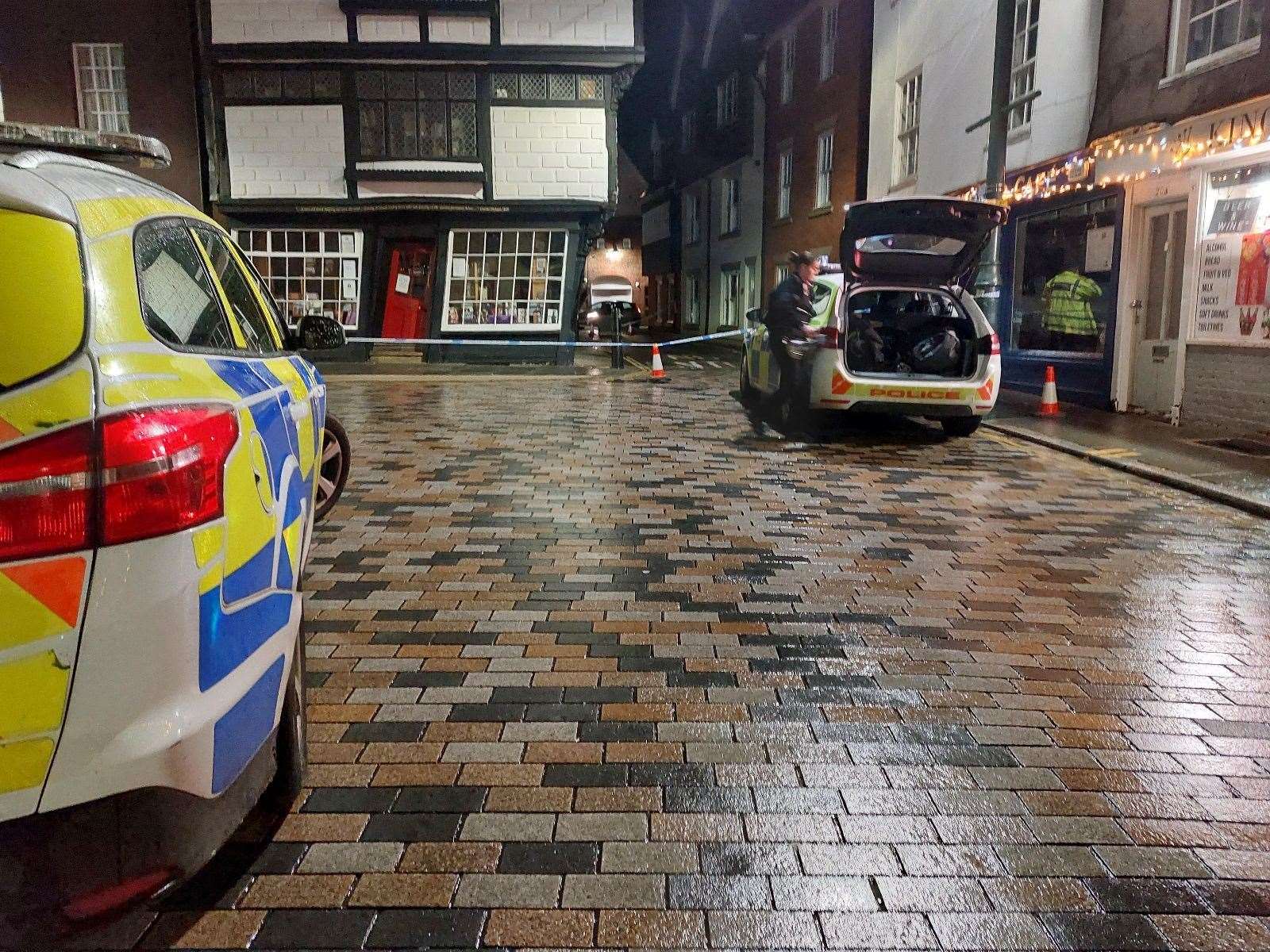 The police cordon in Canterbury city centre. Picture: Jack Dyson