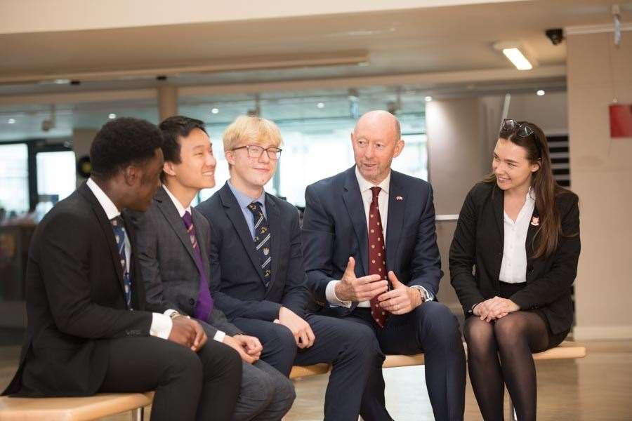 Dartford Grammar School head teacher speaks to pupils. The school has been named Sunday Times International Baccalaureate School of the Decade. Picture: Dartford Grammar School