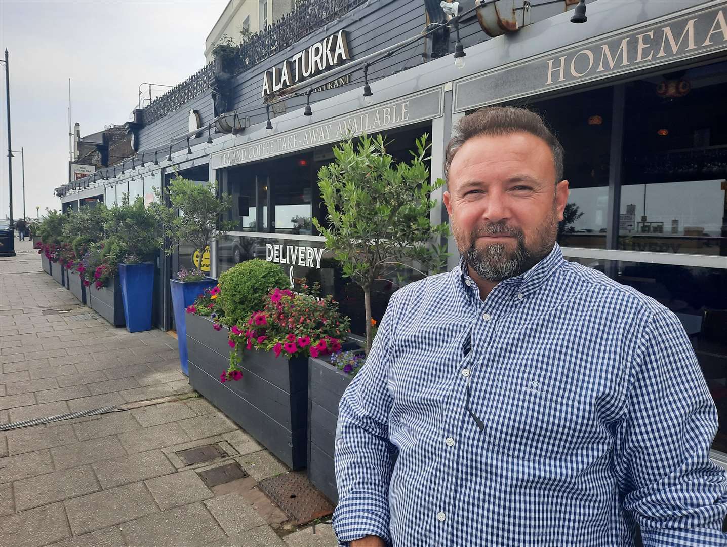 Mehmet Dari outside A La Turka in Herne Bay