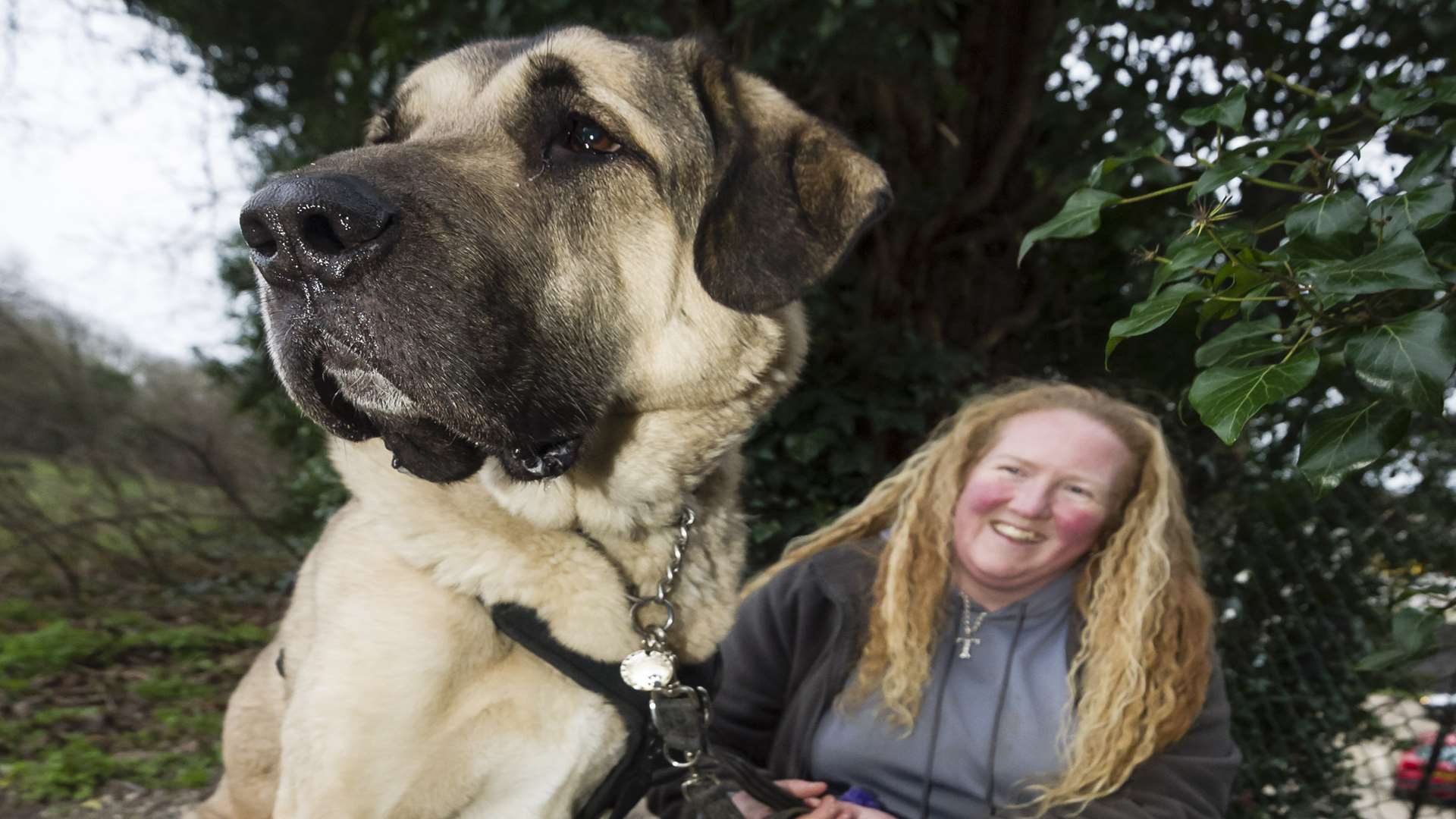 Tracey with her cuddle monster, Kurt