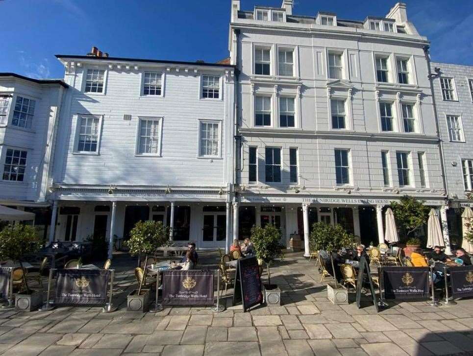 The outdoor seating at The Tunbridge Wells Hotel and Restaurant, located in The Pantiles. Photo: Christie & Co, Hotels