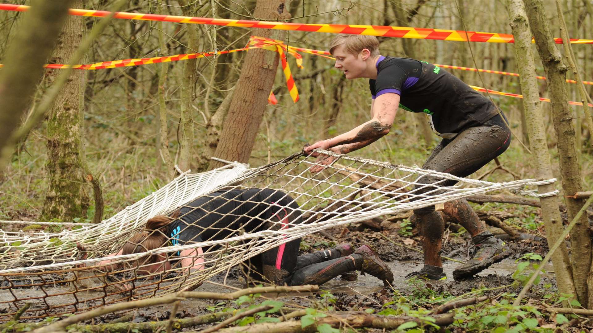 There's lots of mud and water all around the course