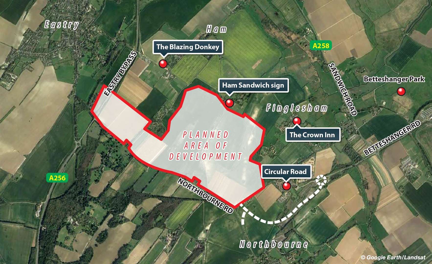 The size of the proposed development near Northbourne