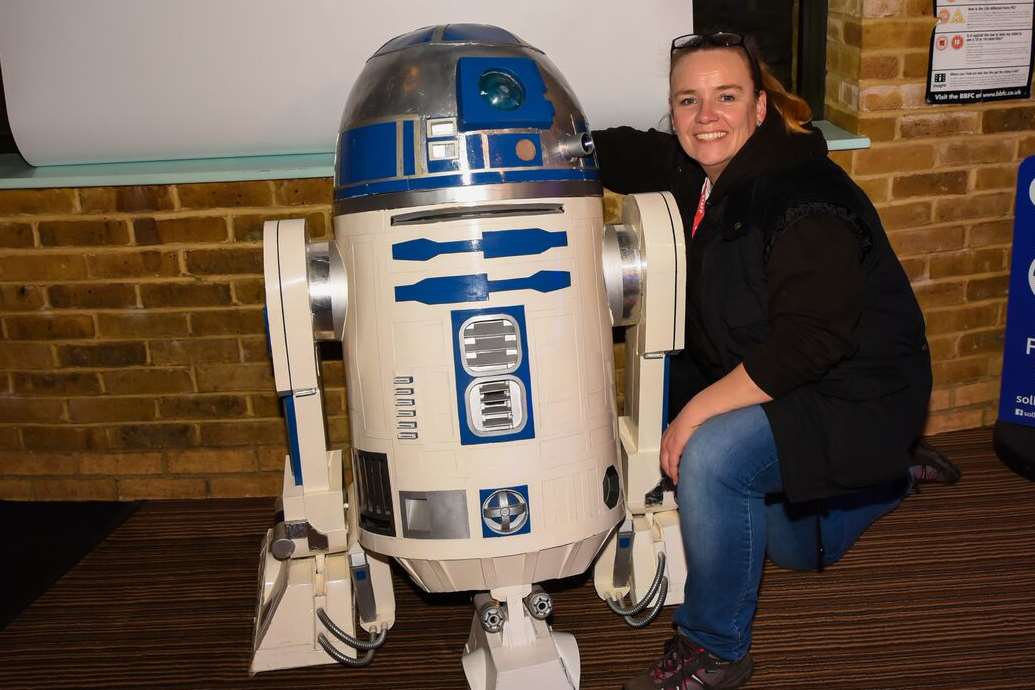 A fan meets R2D2. Picture: Julie Blackmer