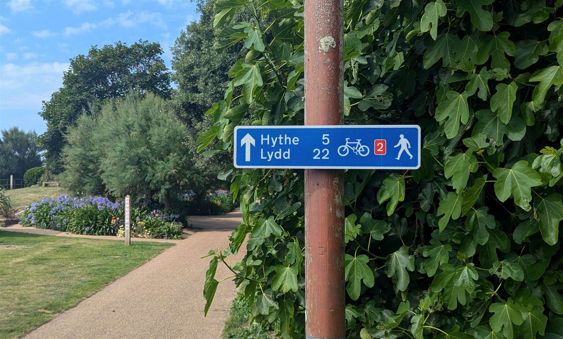 A sign points the way through the Lower Leas Coastal Park in Folkestone