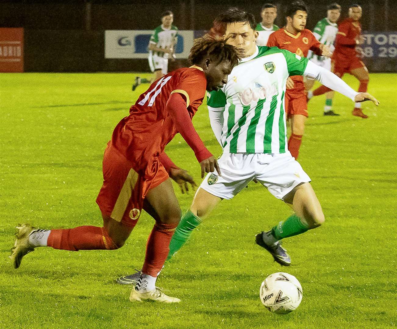 Dover loanee Jayden Silcott-Brown driving forward for Whitstable. Picture: Les Biggs