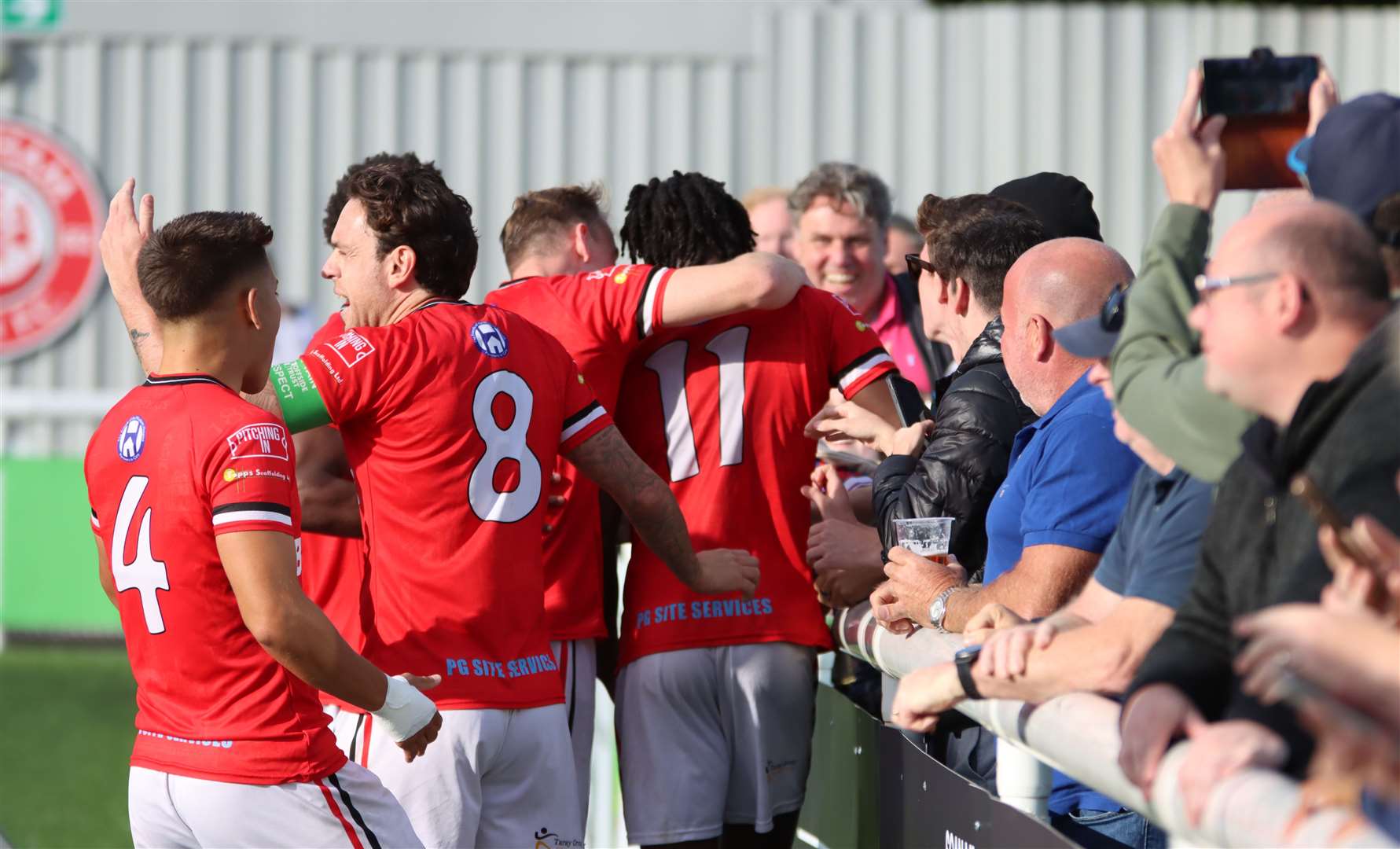 Jamie Yila celebrates scoring from the spot for Chatham Picture: Max English @max_ePhotos