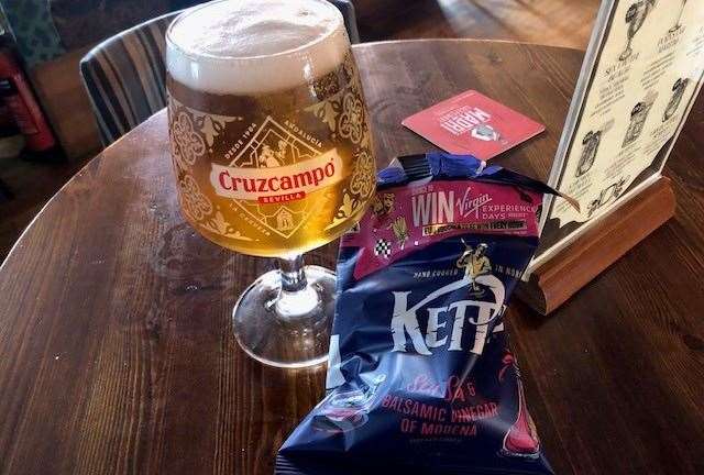 A pint of Cruzcampo will set you back £5.60 and a packet of crisps a further £1.10