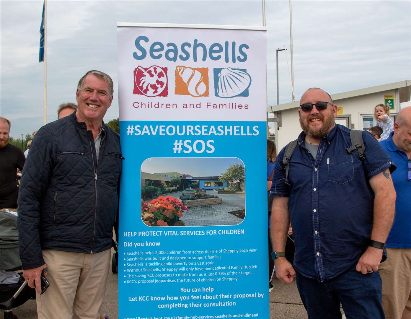 Cllr Mike Whiting and MP for Sittingbourne and Sheppey Kevin McKenna at the ‘Stand with Us, Stroll with Us’ march on Sheerness and Minster seafronts. Picture: Seashells