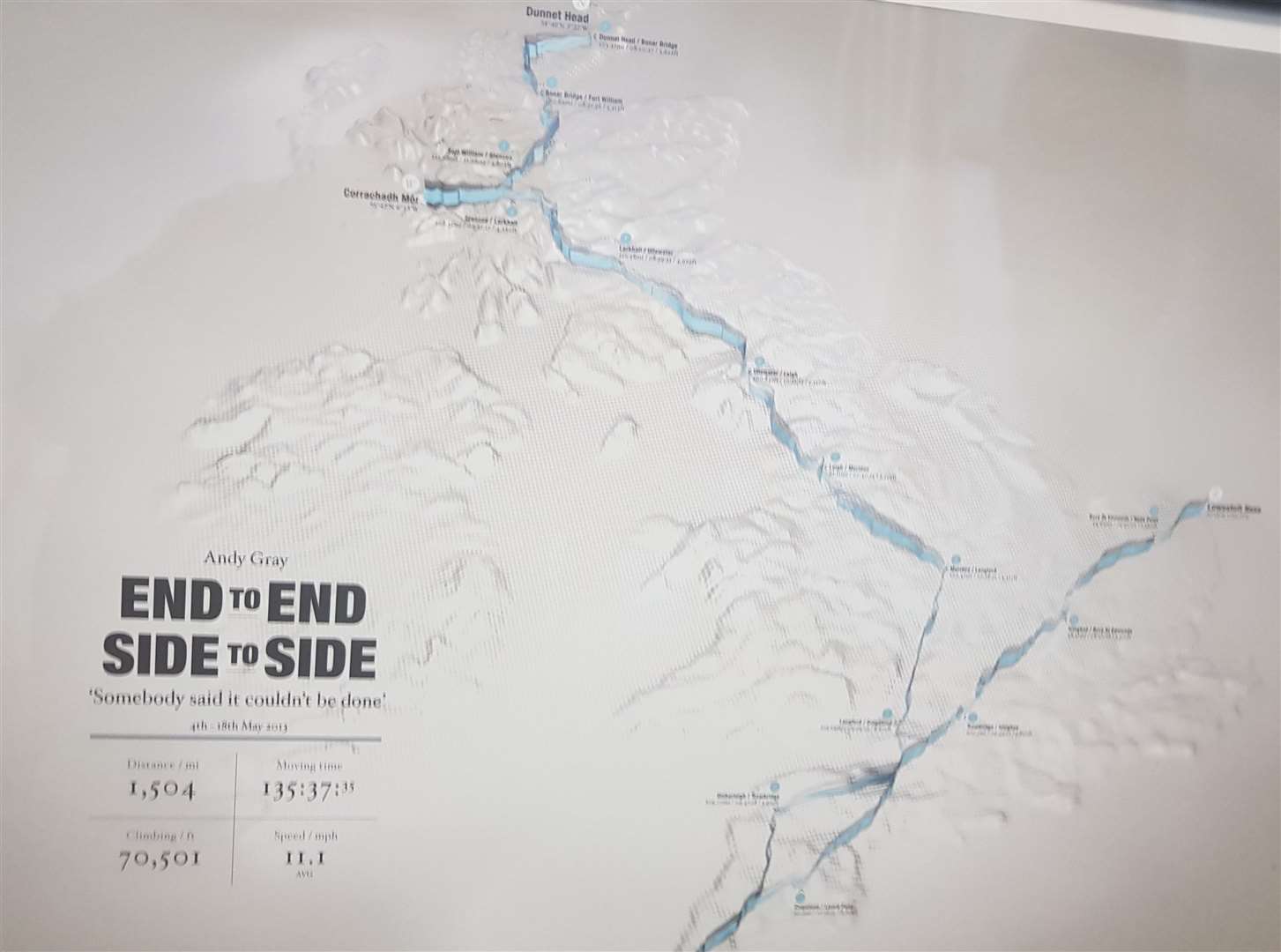 One of the challenges saw Mr Gray cycle the four compass points of the United Kingdom. Picture: KM