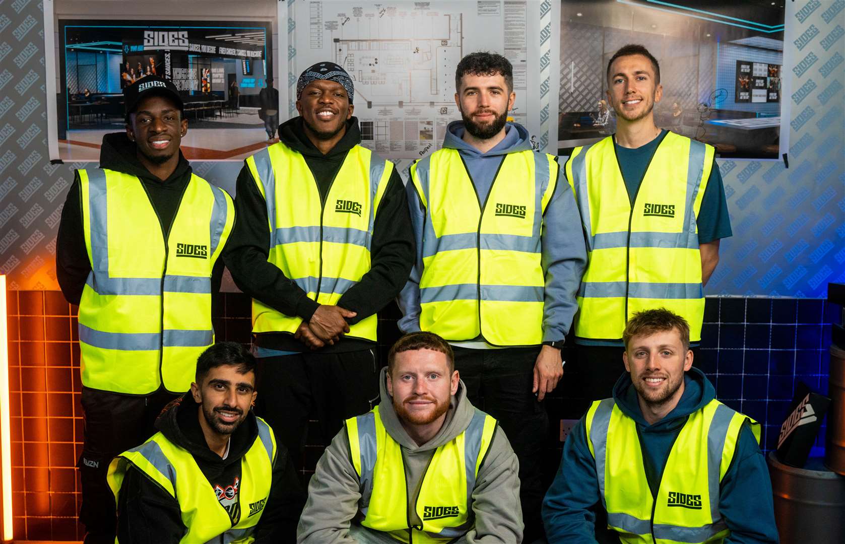 Members of the Sidemen from top left: Tobi Brown (TBJZL), JJ Olantunji (KSI), Josh Bradley (Zerkaa), Simon Minter (Miniminter), Vikram Singh Barn (Vikkstar123), Ethan Payne (Behzinga), Harry Lewis (WS2). Picture: Umpf PR