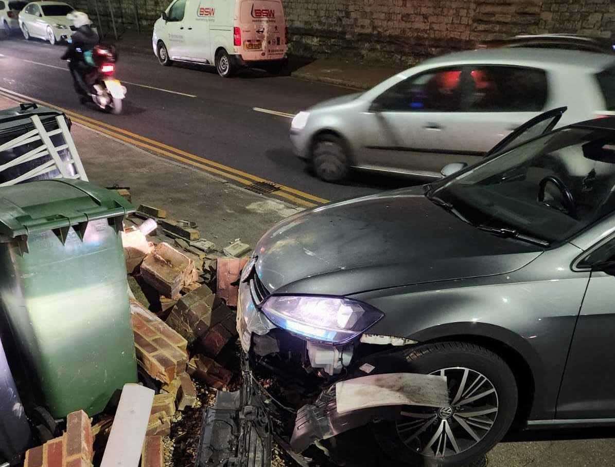 A car ploughed into homes in Lower Boxley Road, Maidstone, for a second time in six months. Picture: Anthony Latta