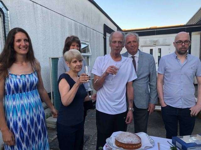 Raising a toast with friends and family after the wedding