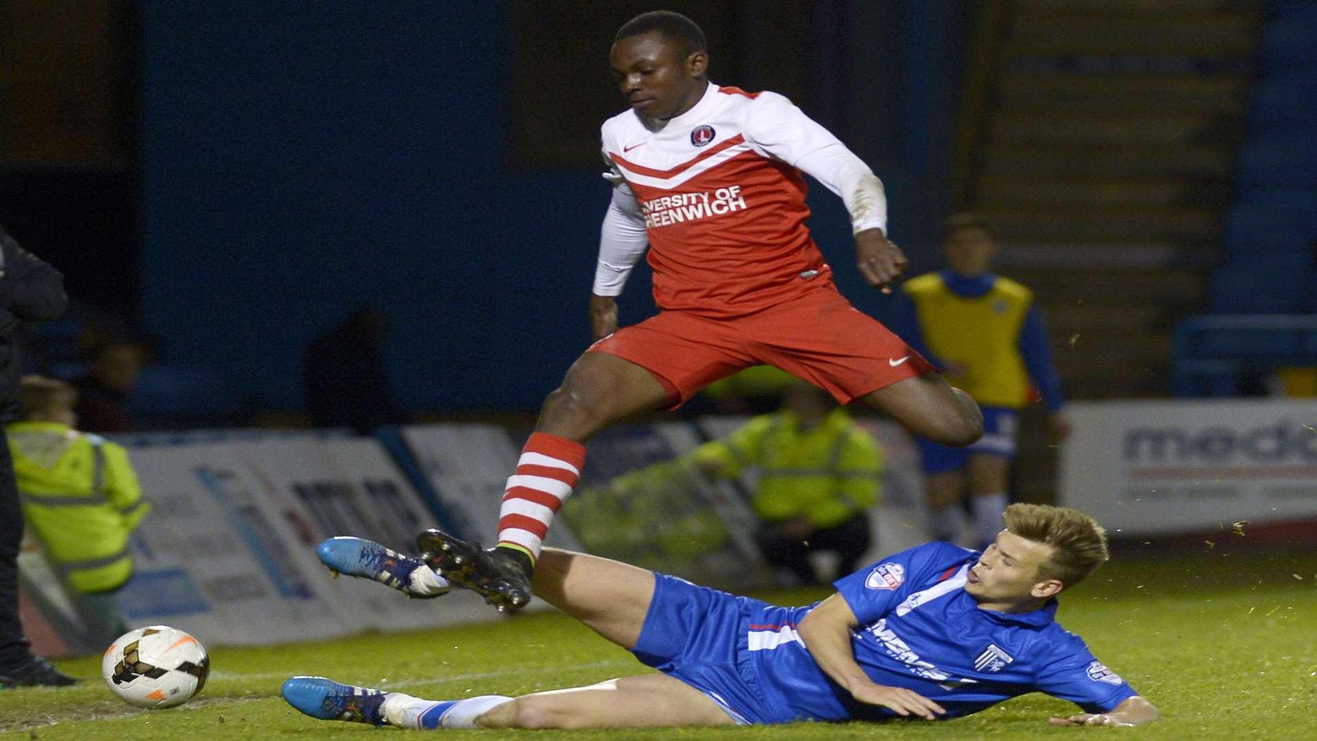 Jake Hessenthaler gets in a sliding challenge. Picture: Barry Goodwin