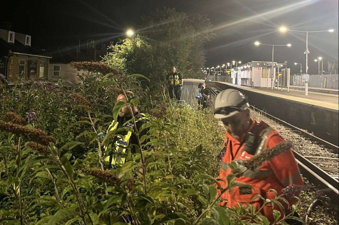 Officers were called to Strood railway station last night to search for a weapon. Picture: British Transport Police/X