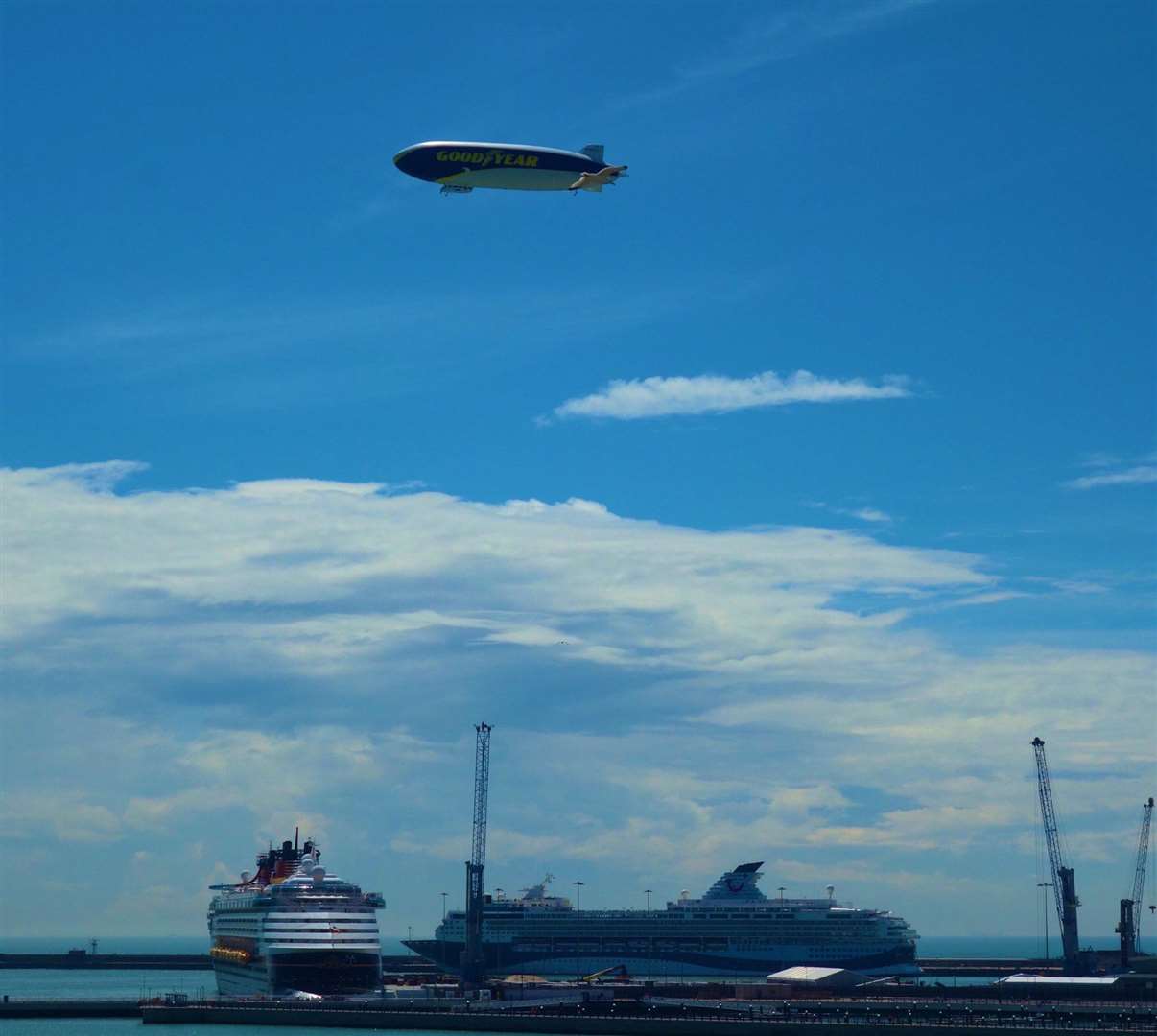 The blimp was spotted over the port of Dover. Photo: Dover District Council