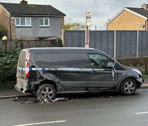 This van was parked in Old Road when it was hit