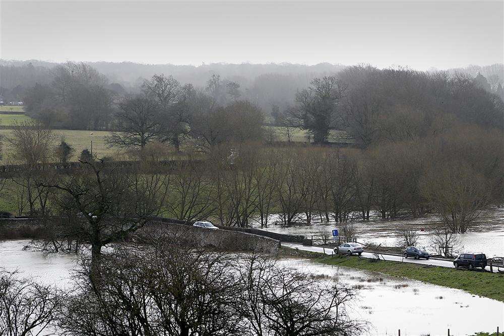 Flooding around Teston Bridge