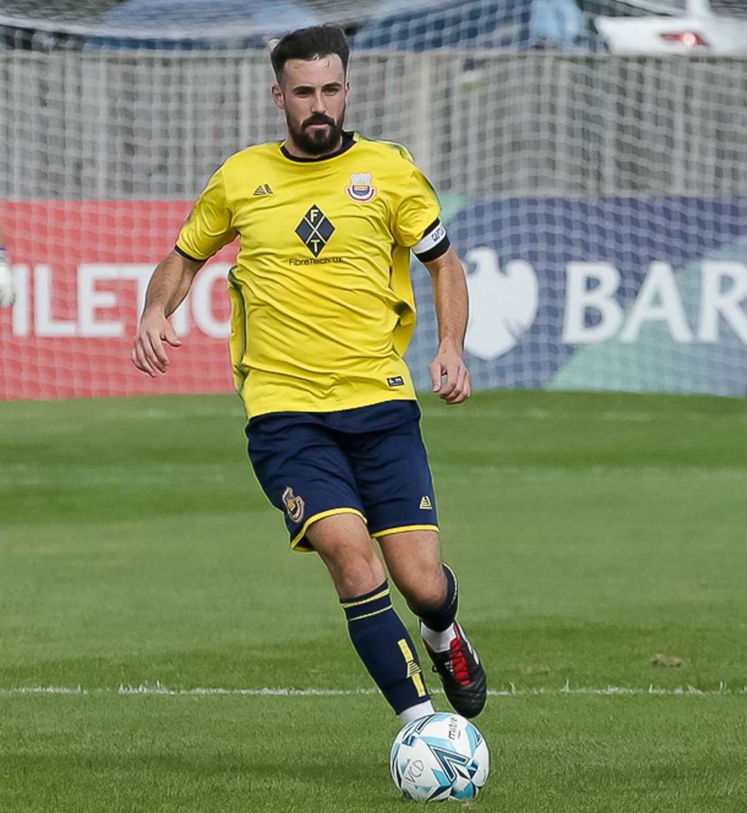 Whitstable captain Tom Mills - helped the team keep a third straight clean sheet at Erith Town on Saturday. Picture: Les Biggs