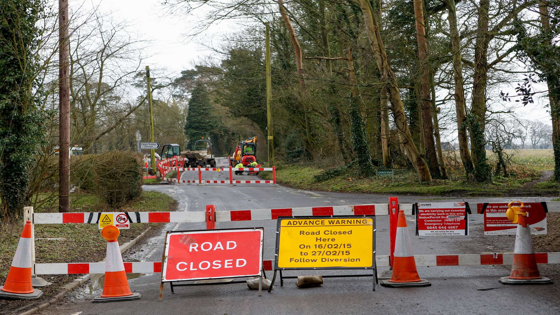 Warmlake Road, Chart Sutton, closed while ULK Power Networks carry out work