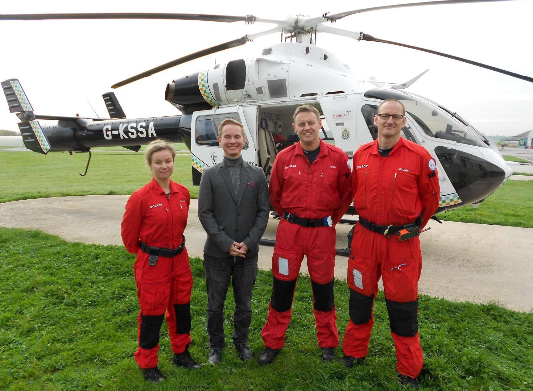 Dr Steph Tilston, Michael Forsdyke, paramedic Adam Ormrod and Dr Magnus Nelson