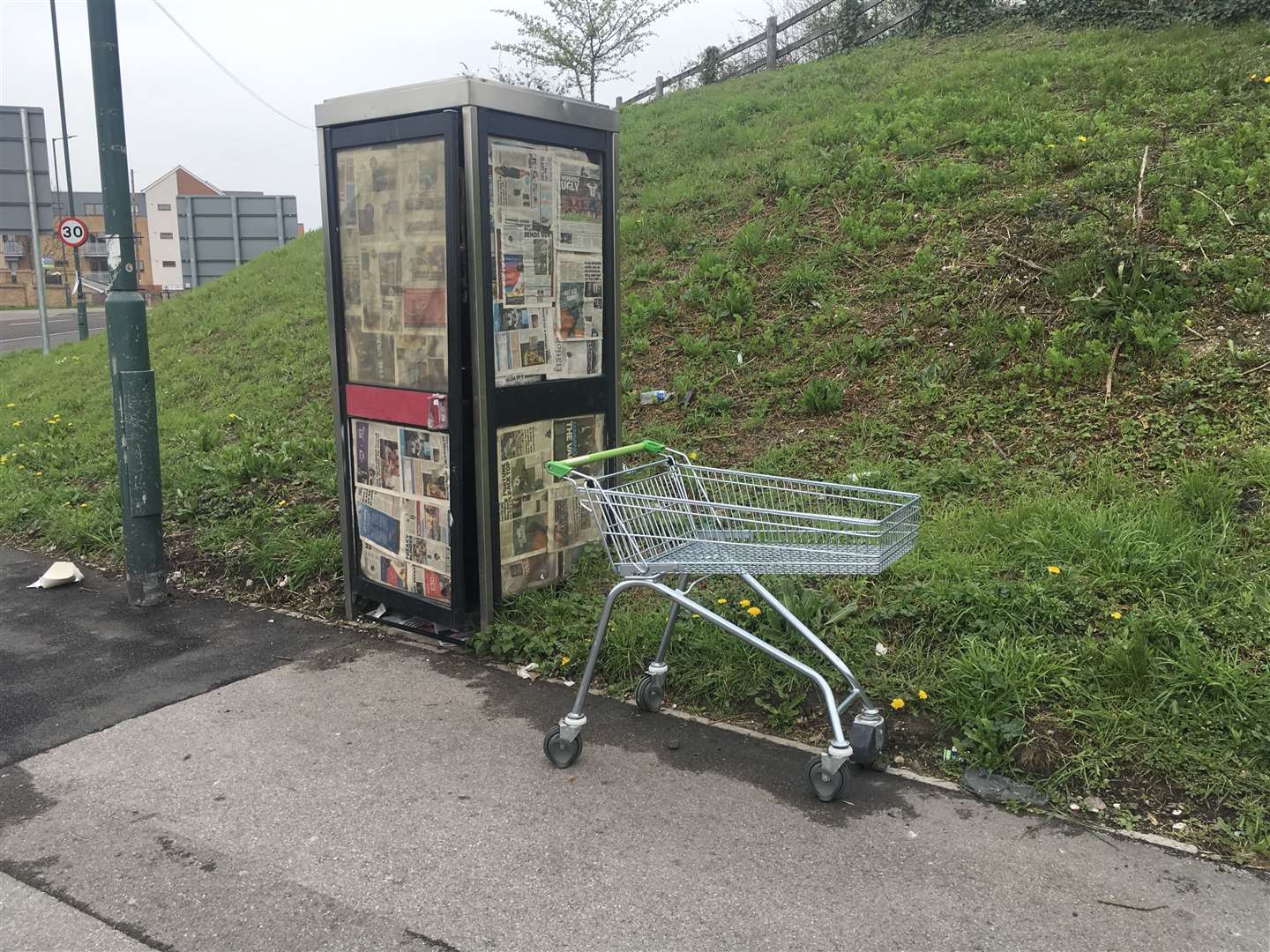 The man was living in a telephone box in Station Road, Greenhithe