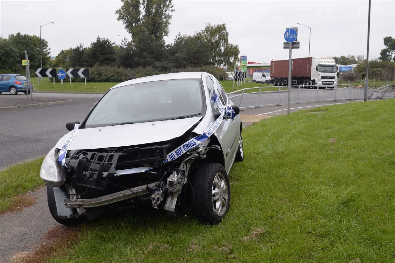 The silver Renault Clio suffered heavy damage. Picture: Chris Davey