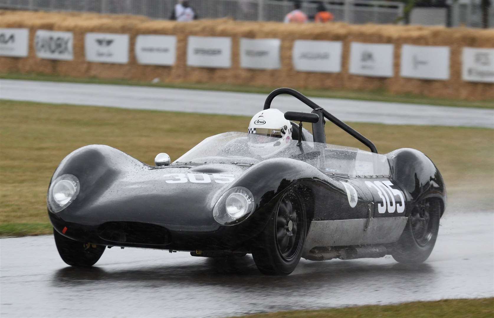 Nick Finburgh demonstrates the Bromley-built 1962 Mk1 Lola. Picture: Simon Hildrew