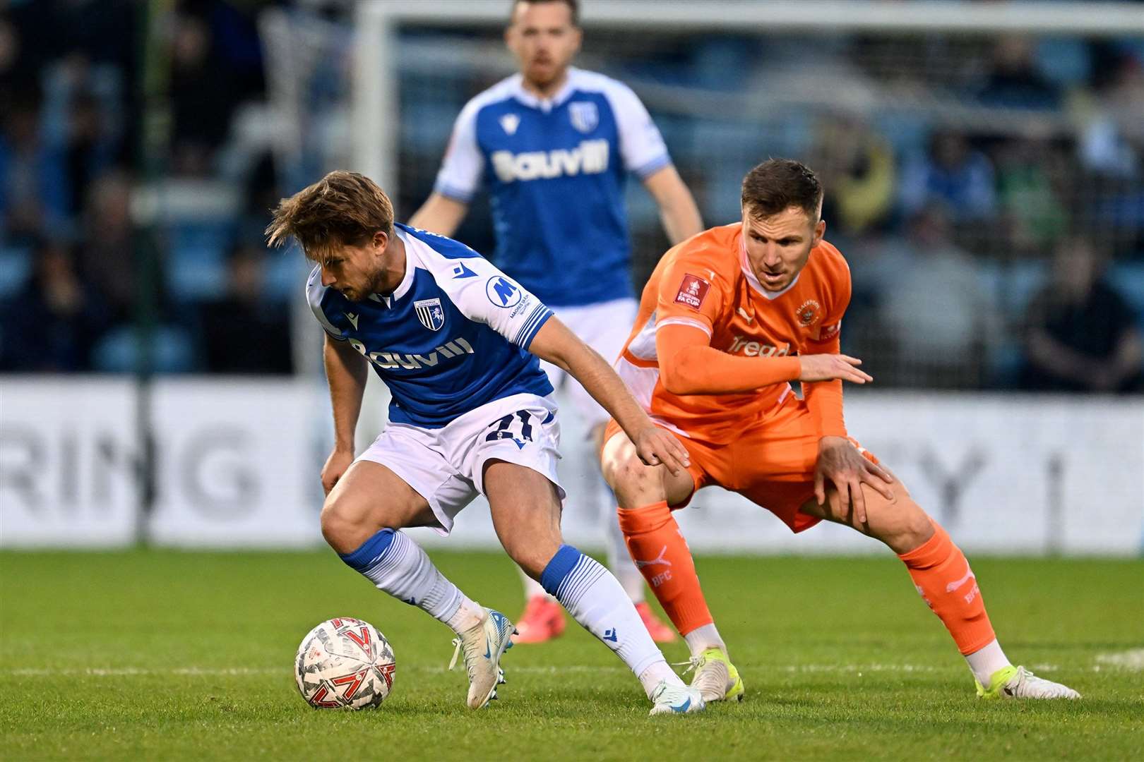 Euan Williams in action for Gillingham against Blackpool last weekend Picture: Keith Gillard