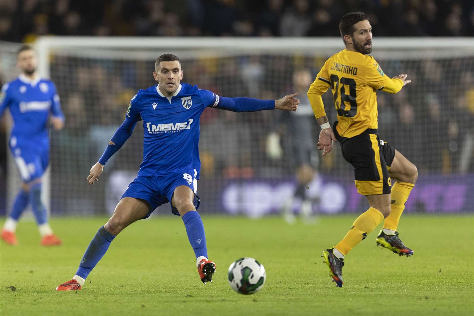 Stuart O'Keefe up against Wolves in Gillingham's Carabao Cup tie