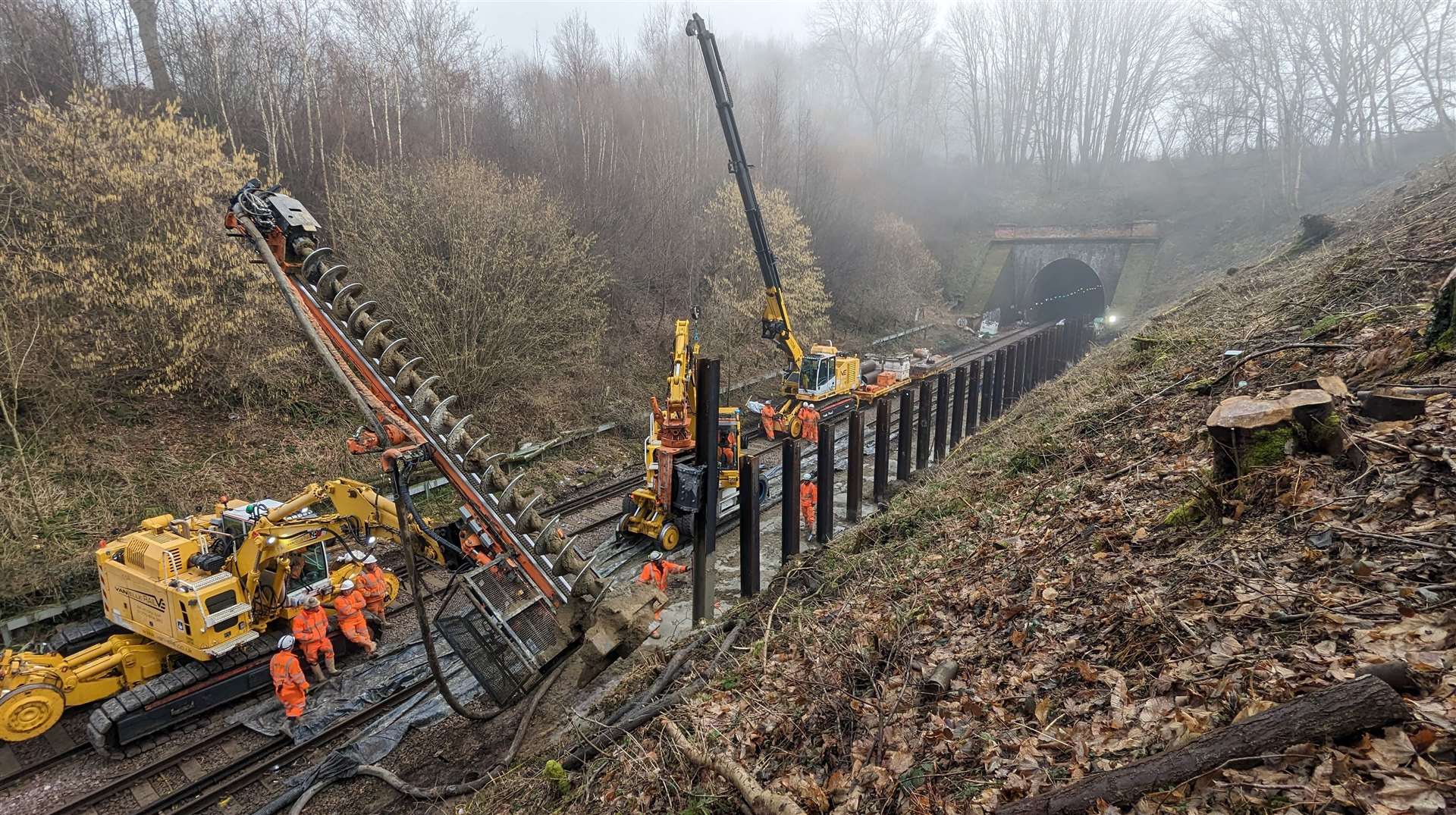 Work to renew the cutting at Selling to reduce risk of landslides