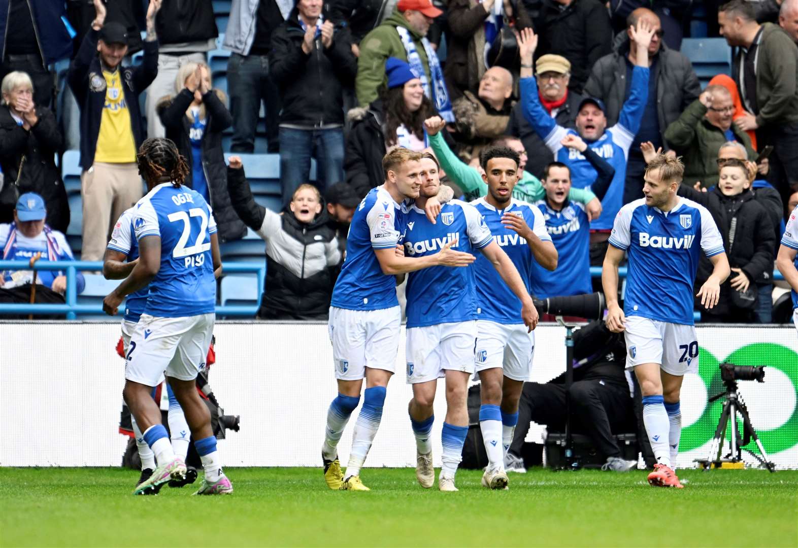 Gills players celebrate their goal, scored by Armani Little, but ended up losing the match Picture: Barry Goodwin