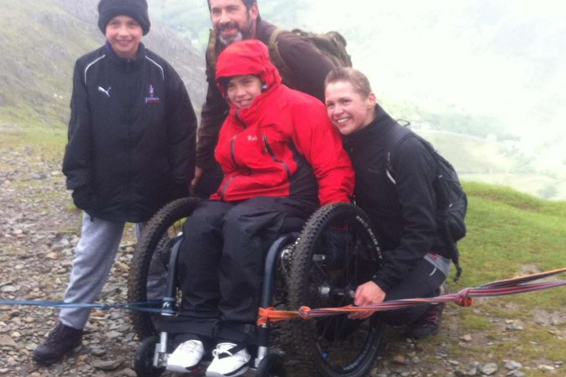 The Rafferty family from Halling on the summit - parents Emma and Adrian, sister Jessica, nine and Jake 11